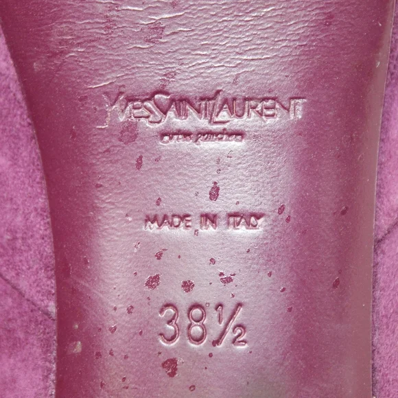 Yves Saint Laurent Plum Suede Platform Booties - Picture 11 of 15
